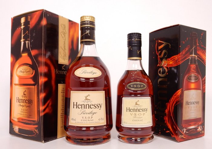 Hennessy - VSOP / Privilège - b. 1990er Jahre, 2000er Jahre - 35 cl, 70 cl - 2 flaschen