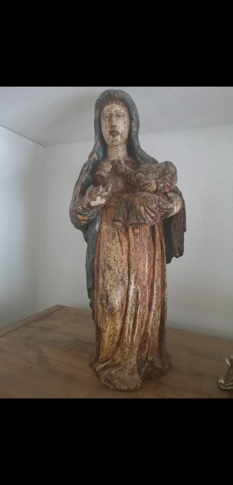 Sculpture, Vierge et l’enfant (1) - Renaissance - Bois - XVIe siècle