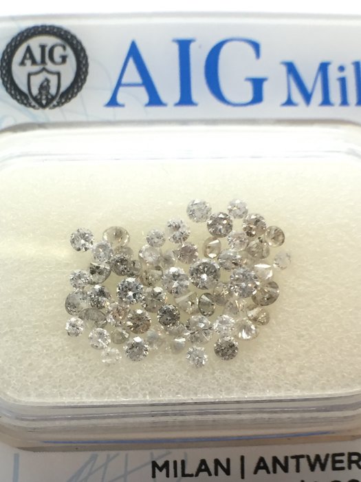 52 pcs Diamanten - 1.00 ct - Rund - D (farblos), E, F 