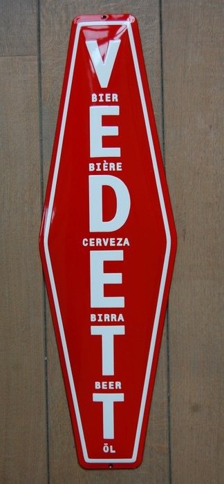 Duvel - Vedett Beer geëmailleerd plaatstalen reclamepaneel (1) - Modern - Emaille, Staal