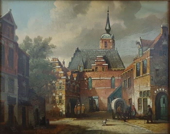 S.Schreuder (20e eeuw) - Amsterdam 19th century urban image