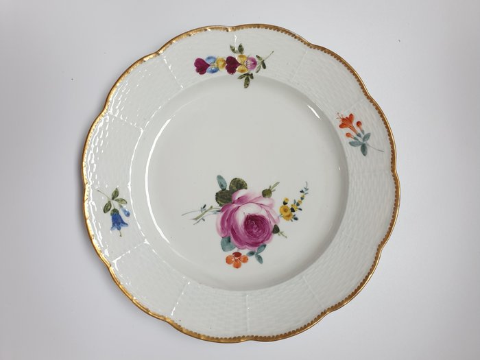 Hand Painted Floral Reticulated Terra Cotta Plate