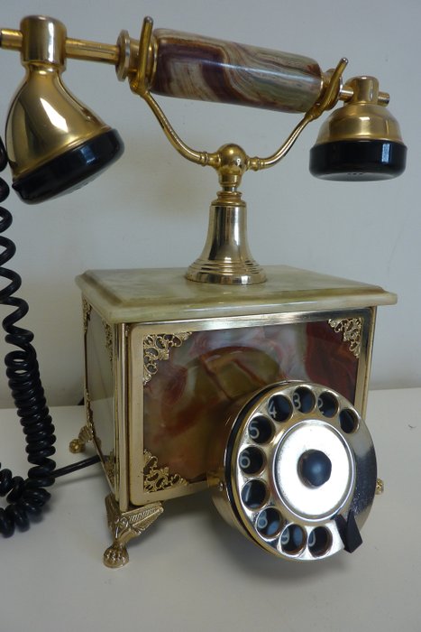 Gold plated 18K - Onix Telephone  F.A.T.A.P. Made in Italy - Telephone - Onyx