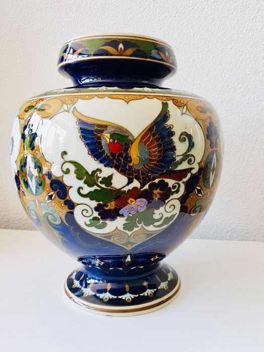 Plateelbakkerij Rozenburg - Juliana aardewerk - Rozenburg - Grand vase oiseau en terre cuite 30 cm