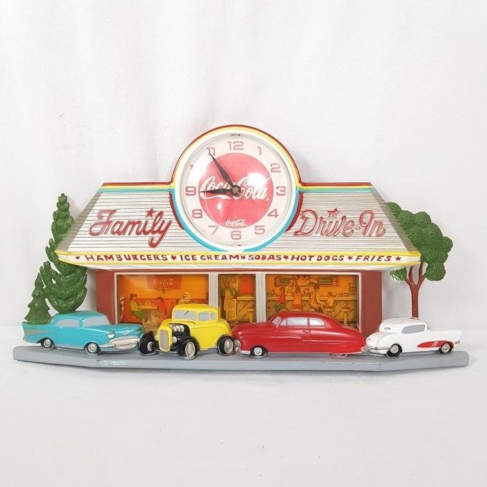 Burwood products  - Coca Cola Family drive-in wall clock - Plastic