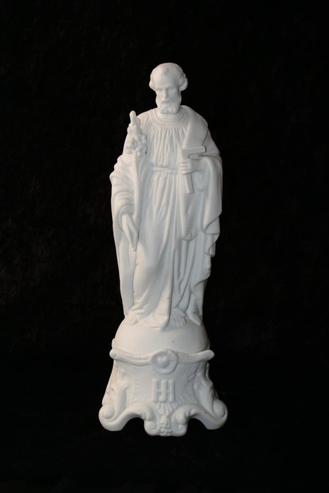 Gemerkt M.L. - Antikk statue av Saint Joseph - Biscuit Porselen