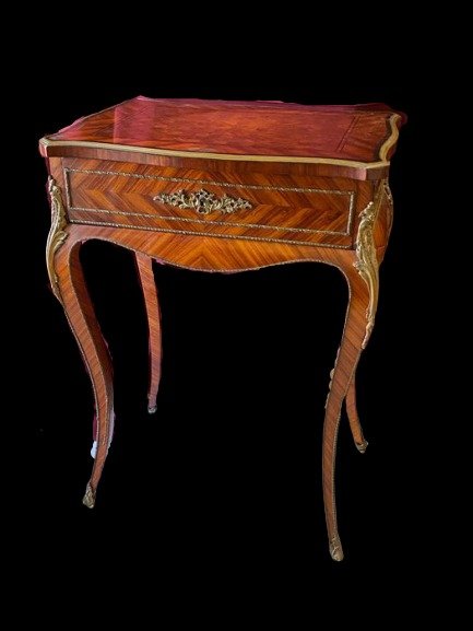 Tahan Ebeniste de S.M. L'Empereur - Signed - Tisch, mit Spiegel und Marketerie - Napoleon III. - Holz, Messing - 19. Jahrhundert