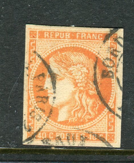 Frankreich 1870/1871 - Rare N°48, mobile date stamp postmark, signed Calves