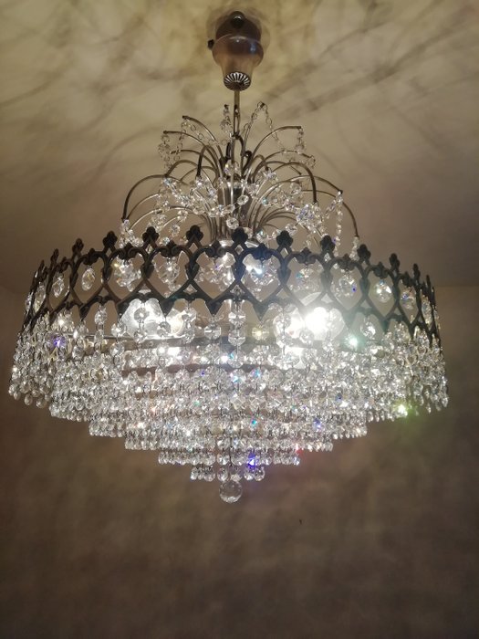 Oude vintage plafondlamp met bergkristal (1)