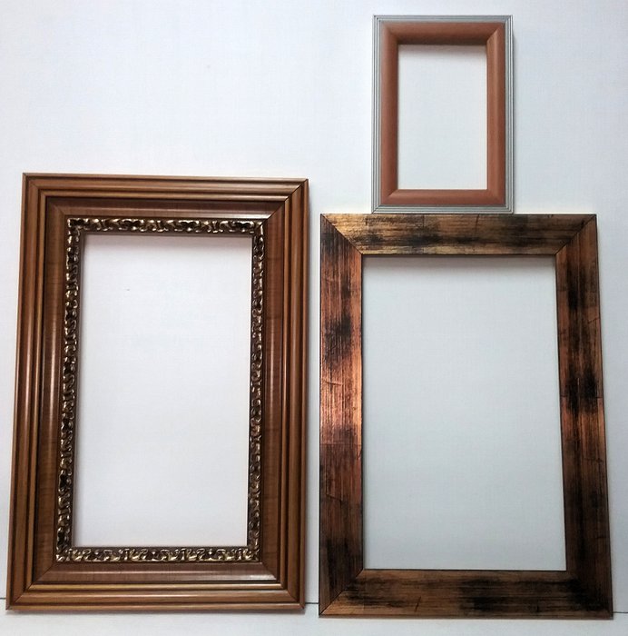 Three Vintage Wooden Frames, Vintage Wooden Picture Frame Lot