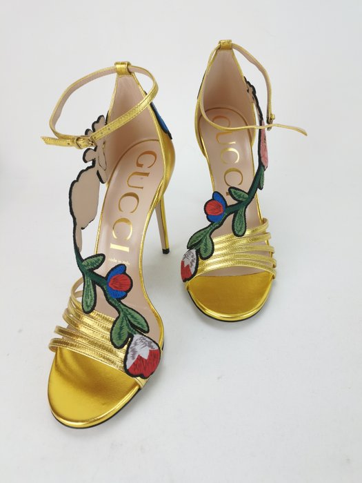 Gucci - Nappa Silk Oro Vecchio Sandals 