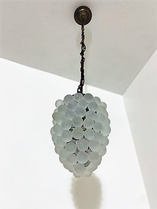 Szykowna włoska kiść winogronowa lampa łańcuchowa lampa hall lampa ogrodowa oranżeria lampa sufitowa (1) - ręcznie dmuchane szkło, miedź