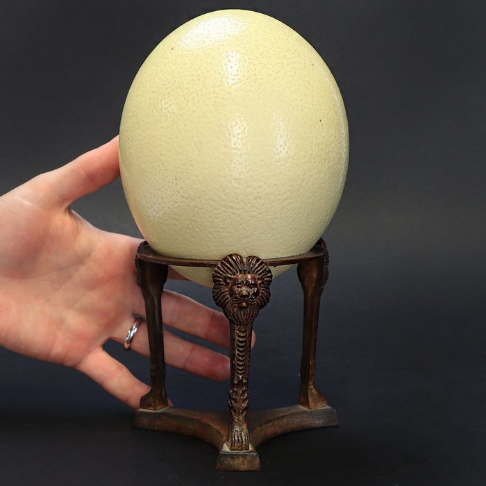 Ovo de avestruz em uma antiga base de bronze - Bronze - Segunda metade do século XIX