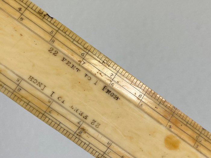 Elfenbein Lineal "22 Fuß bis 1 Zoll" - Inklusive Zertifikat - Elfenbein - Um 1890