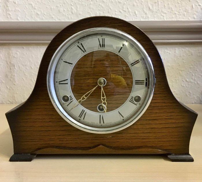 Mantel inglês antigo de Westminster Perivale Relógio Para Parede - Madeira - século XX