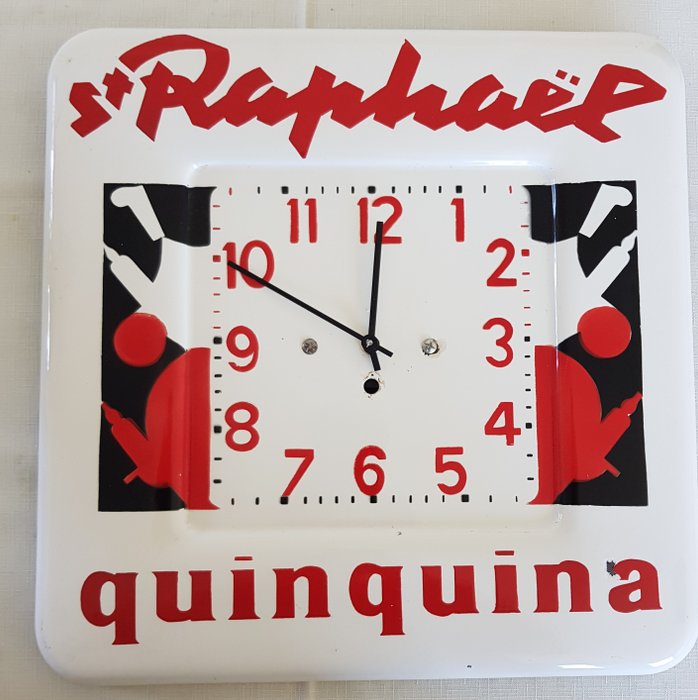 CHARLES LOUPOT - st raphael quinquina - Clock (1) - Art Nouveau - Enamel, Iron (cast/wrought)