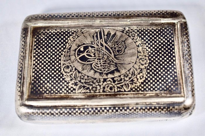 Ottomansk silvercigarettfodral - Silverförgyllt - Turkiet - Sent 1800-tal