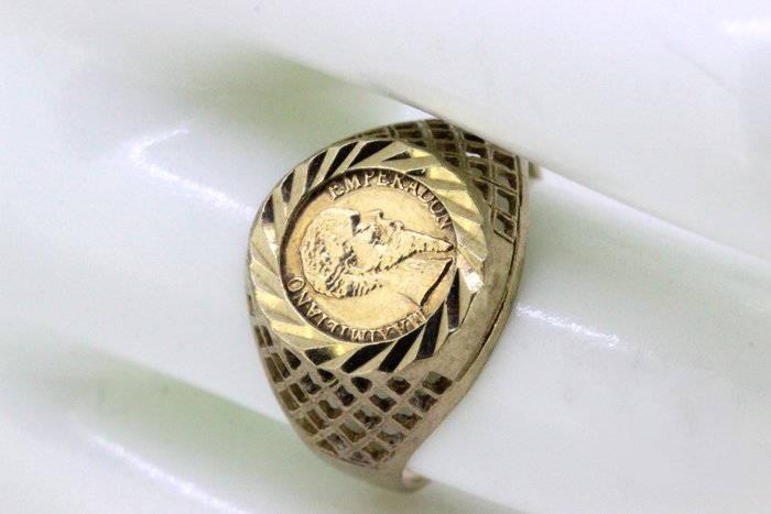 Aanstellen vertel het me Defecte A&K - 9K Yellow gold - Vintage Mexican Coin ring with - Catawiki