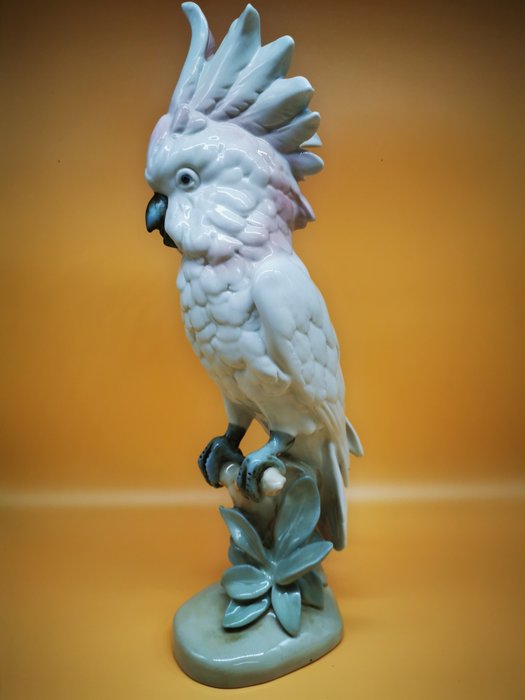 Royal Dux - Grande statue de cacatoès peinte à la main - 41cm - Porcelaine
