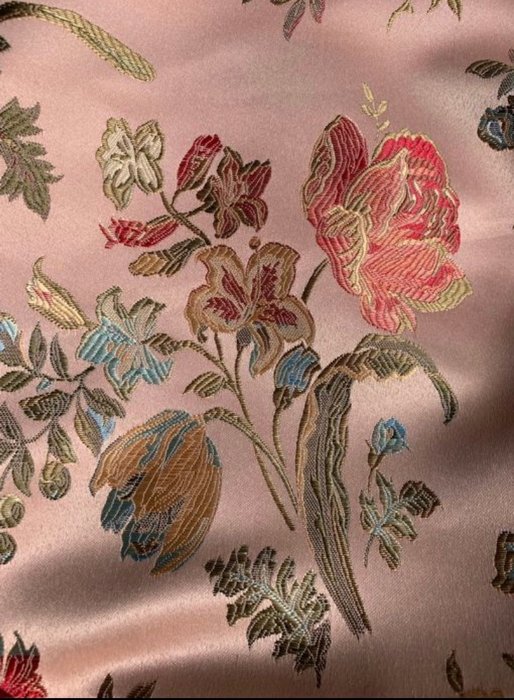 2.70 x 2.80 METERS - San leucio damask fabric - pink - Cotton, Satin, Silk, viscose - Upholstery fabric  - 2.8 m - 2.8 m