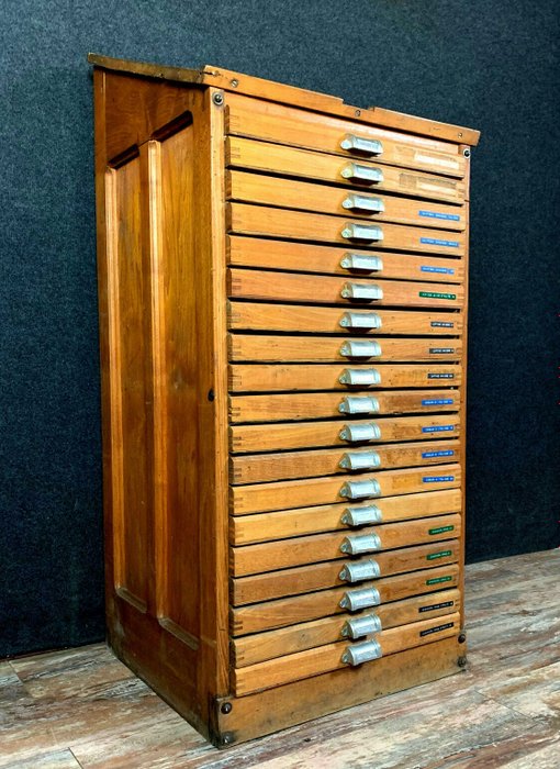 Mittlerer Druckschrank - Natürliches Holz - um 1900