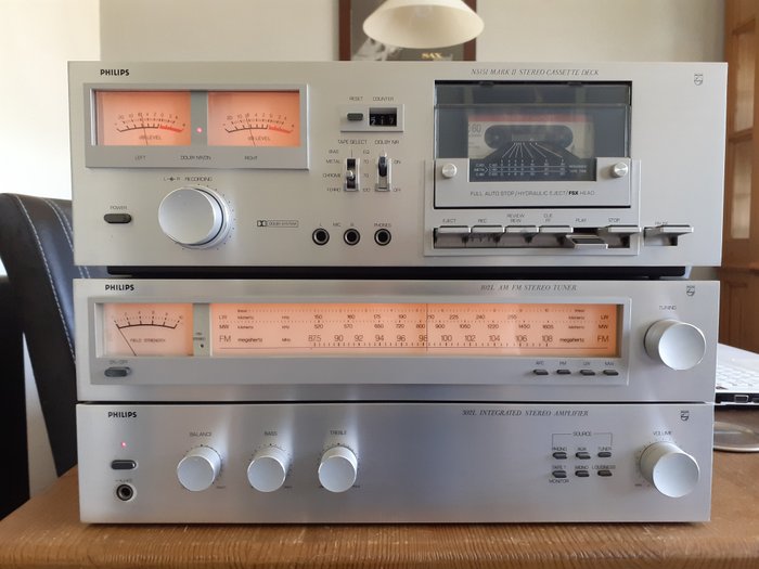 Philips - 302L + 102L + N5151 Mark II - Vários modelos - Amplificador estéreo, Leitor de cassetes, Sintonizador