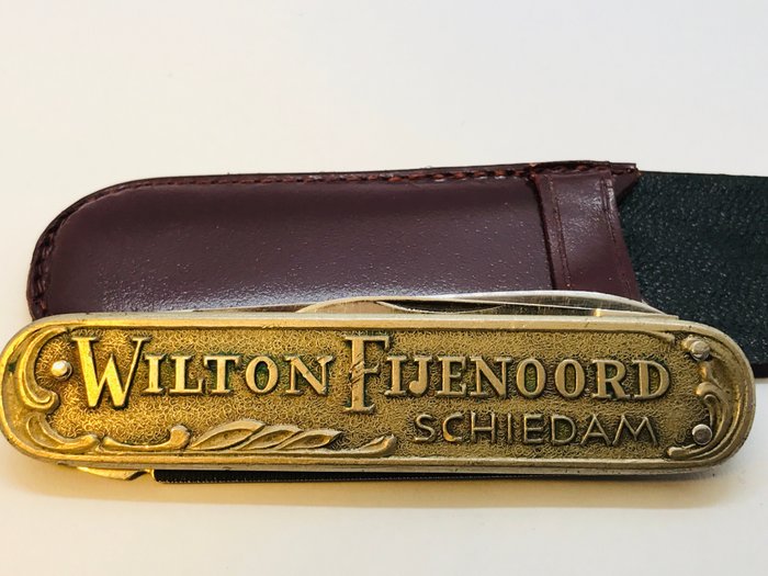 Tyskland - Vintage Figurine brass handle J.Bierhoff Solingen - sheath/ 3 tools - Fickkniv, Wilton Feijenoord