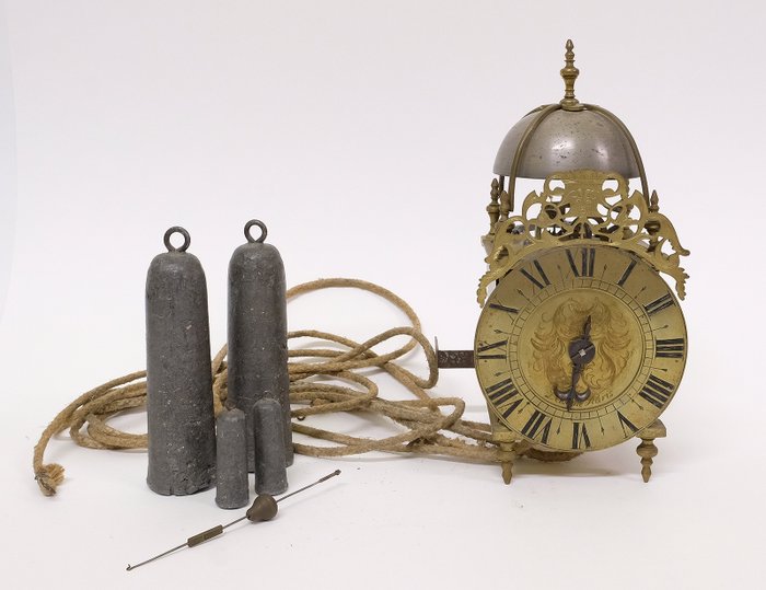 古董法国微型灯笼时钟c1730 - 铜管 - 18世纪