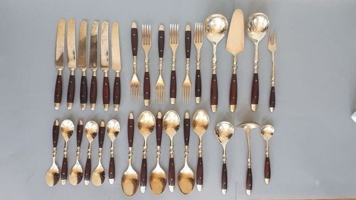 Furst besteck - 31-piece cutlery for 6 people - Bronze, Wood- Mahogany