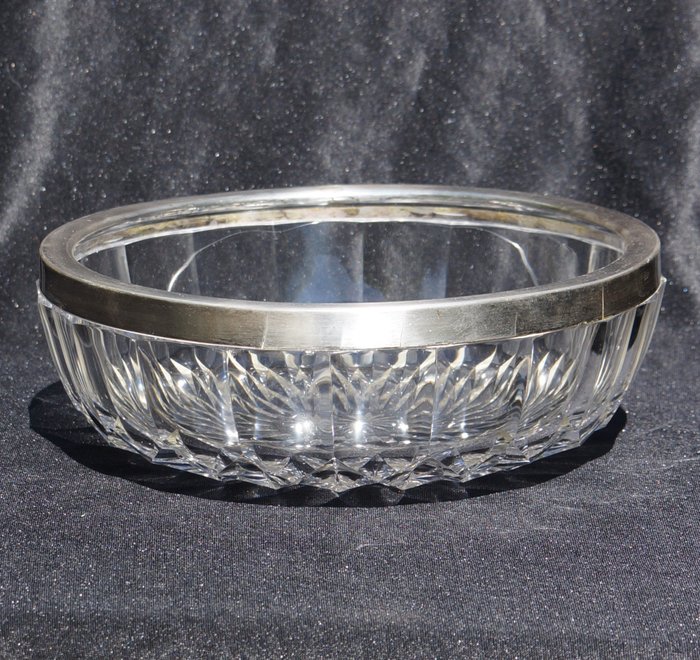 Val Saint Lambert - Fruit bowl - Crystal, Silverplate
