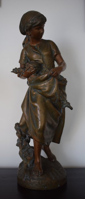 Mathurin Moreau (1822-1912) - Skulptur, "Das Schelmische" (1) - Rohzink - Ca. 1900