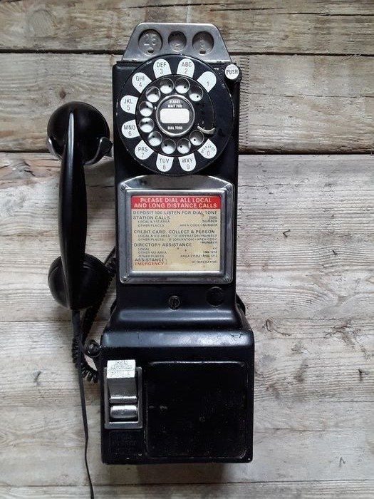USA - New York - Distributore automatico, Telefono, vecchio telefono a gettoni USA (1) - Art Déco - Ferro (ghisa/battuto)