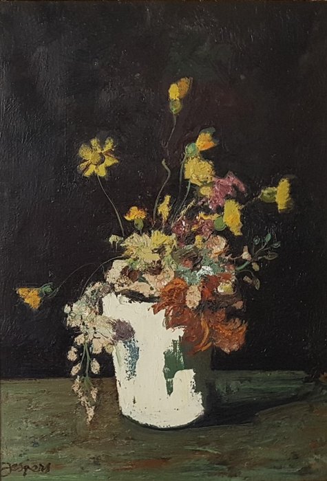 Floris Jespers (1889 - 1965) - Stilleven van bloemen in witte vaas