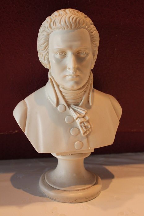 胸围-W.A.莫扎特-胸像-雕像-24厘米--意大利 - 雪花石膏