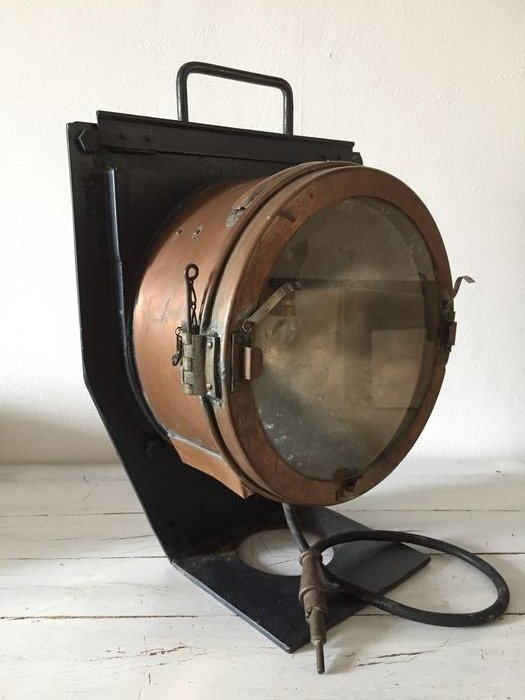 Originalscheinwerfer einer Dampflok / Dampfzug (1) - Eisen (Gusseisen/ Schmiedeeisen), Glas, Kupfer