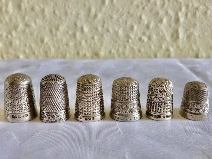 Viktoriansk / edwardiansk sterling sølv fingerbøl (6) - Sølv - Slutningen af det 19. århundrede