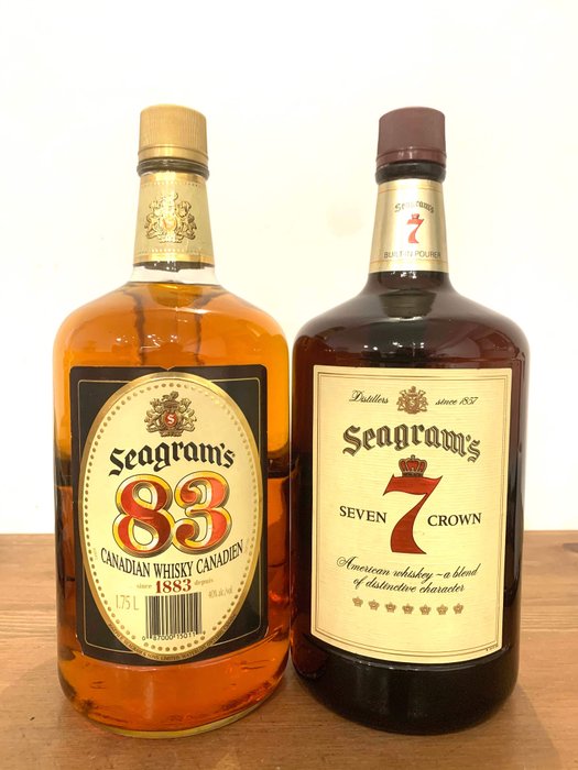 Seagram's Seven 7 Crowns & 83 Canadian Whisky - b. Anni ‘90 - 1,75 litri - 2 bottiglie