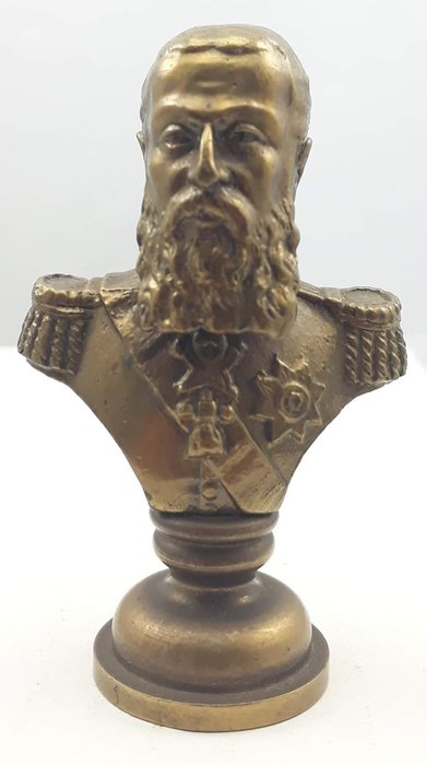 Leopold II – bronzen lakzegel / cachet in buste-vorm – Brons – 19e eeuw