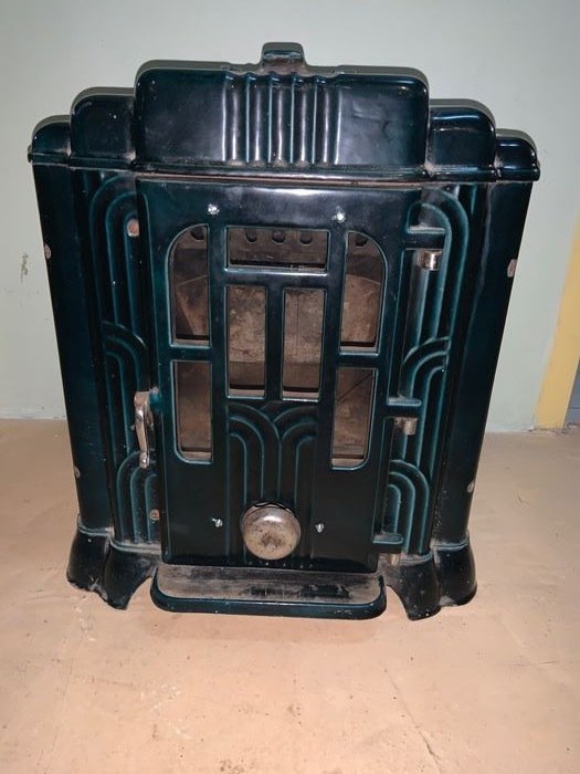 Brændeovn fra 1920'erne og 1930'erne, Briffault type Flamidox - Art Deco - Jern (støbt/smeltet) - omkring 1920/1930