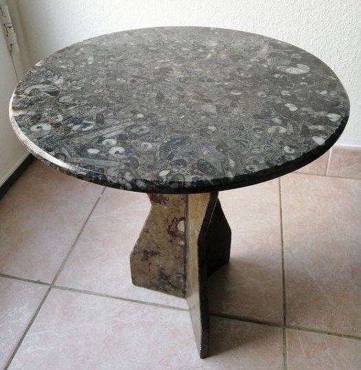 Tavolo in marmo con innumerevoli fossili del Marocco - Marmo