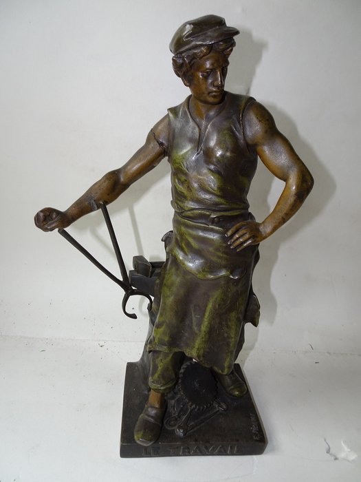 Emil Louis Picault (1833-1915) - Fabrication Francaise, Paris, Made in France - Sculptură, „Le travail” (1) - Alamă, Bronz - aproximativ 1900