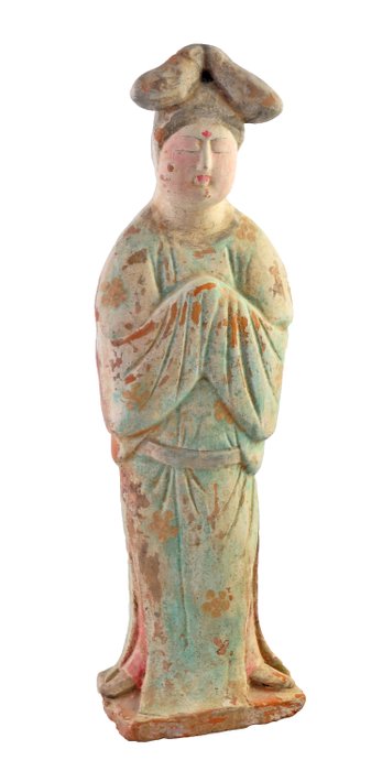 中国古代 红陶 女性人物“胖女人” - 36.5×10.5×6 cm