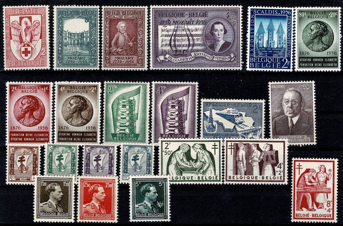 Bélgica 1956 - ano completo 1956 - OBP 986/1007