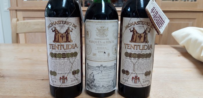 2 x 1992 Monasterio de Tentudia & 1 x 1985 Marqués de Riscal - Rioja, Extremadura - 3 Botellas (0,75 L)