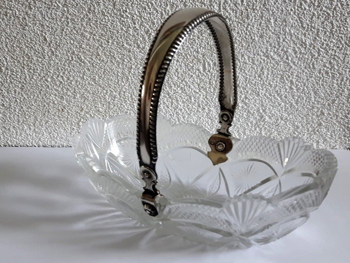 Coppa in cristallo tagliato con manico d'argento (1) - .833 argento, cristallo - H. Hohle & J.J. Bolhuis - Paesi Bassi - 1922