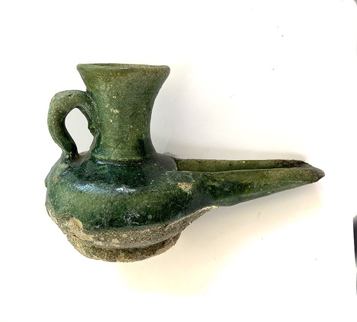 persa Cerámica Lámpara de aceite de cerámica esmaltada verde monocromática