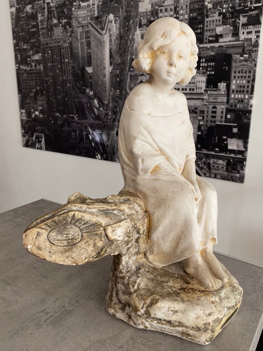 "D'apres François-Michel Pascal (1810-1882) - L'enfant à la buche - 雕塑, 有日志的孩子 (1) - 石膏 - 约。1900年