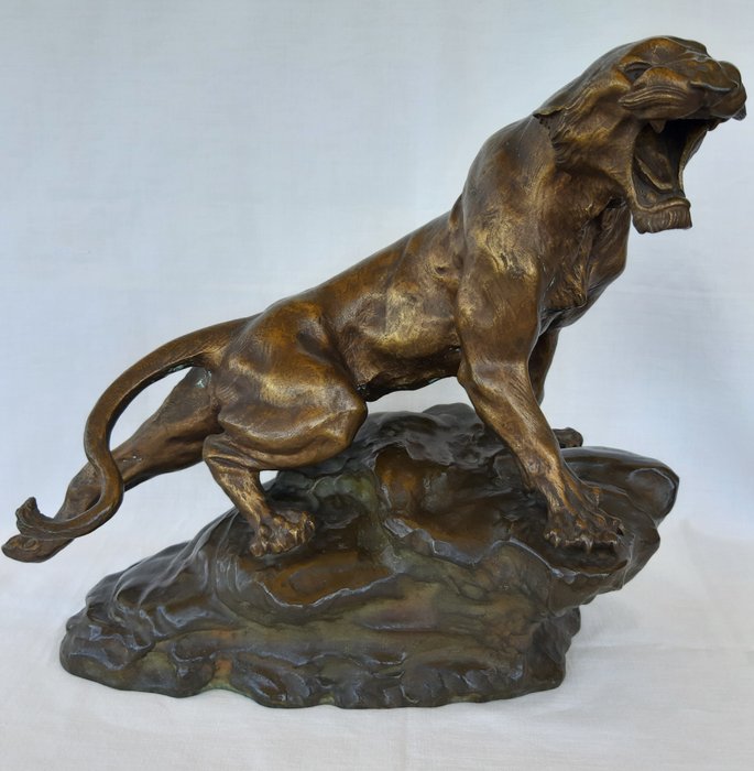 Thomas Francois Cartier (1879-1943)  - VRAI BRONZE BD Paris - 雕像, 咆哮的豹 - 青銅色 - 20世紀上半葉