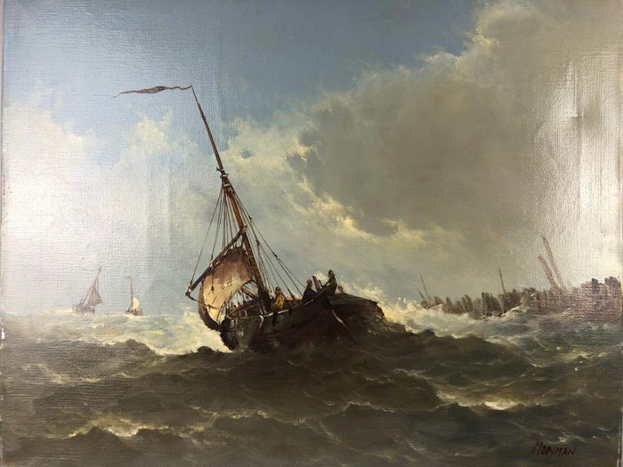 Jan Mooyman (1937-2018) - Seascape with ship