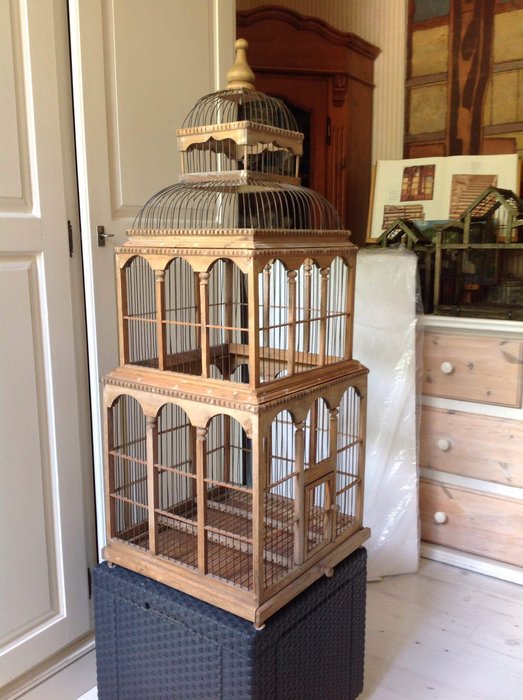 A large high retro bird cage - Wood